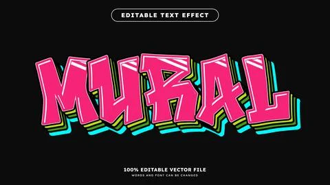 Mural editable text style effect with vibrant colors fit for street art theme Stockillustratie