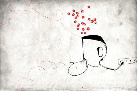 Mural fun art design idea wall Stock Illustration