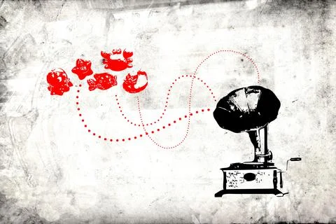 Mural fun art design idea wall illustration retro vintage Stock Illustration