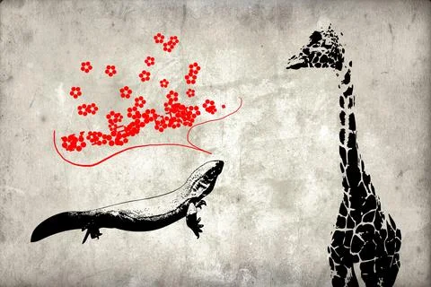 Mural fun art design idea wall illustration retro vintage Stock Illustration