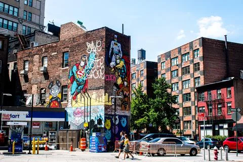 Mural of Marvel on a Building 스톡 사진