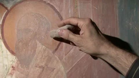 Mural Restoration Stock Footage 17543774