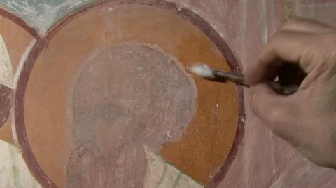 Mural Restoration Stock Footage 17543957