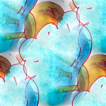 Mural seamless  pattern cloud, sun background texture Stock Illustration