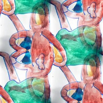 Mural seamless  pattern monkey background texture wal Stock Illustration