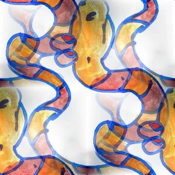 Mural seamless  pattern snake background texture wall イラスト素材