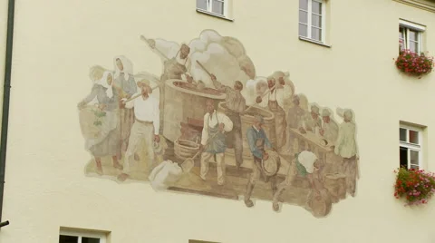 Mural on Side of Brewery Building in Germany Video stock 43760094