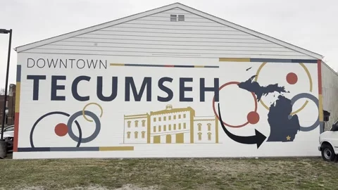 Mural on the side of a buidling. Vídeo Stock 347999375