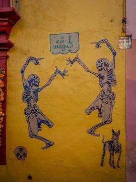 Mural with skeletons Stock Photos