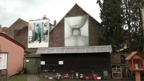 Mural sparks debate on art, provocation in Belgian public space, Bruselas, BE -  Video stock 328299495