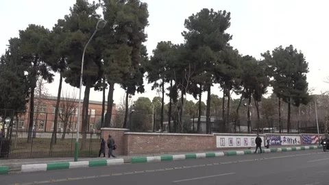 Mural in Tehran with image of eagle and elements of war Video stock 273102078