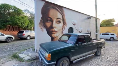 Mural on Triangular Building Stock Footage 228303461