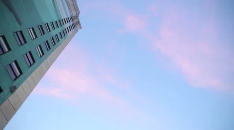 Mural of whales on a building during sunset Stock Footage 44493384