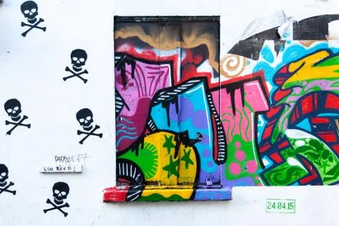 Murales in Dublin with skeleton Stock Photos