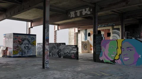 Murales at Teufelsberg, Berlin. Stock Footage 316076351