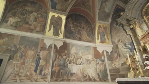 Murals in a church Stock Footage 166520601