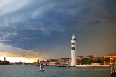 Murano lighthouse during a storm Foto stock