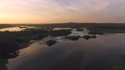 Murchison Falls Aerial View Drone Shot of Nile River in Uganda 4k Stock Footage 338263903