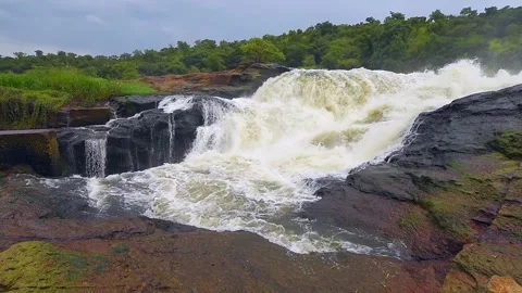 Murchison Falls Rushing River Water 4k Video Slow Motion Stock Footage 338263888
