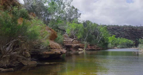 Murchison River and red rocks, Kalbarri National Park, Western Australia 動画素材 60218837