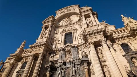 Murcia Cathedral Facade Baroque Architecture Landmark Spain Stock Photos