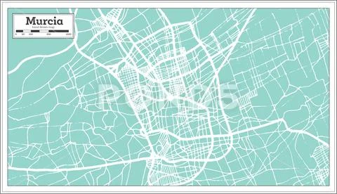 Murcia Spain City Map in Retro Style. Outline Map. Stock Illustration