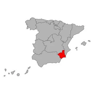 Murcia of Spain map symbol shape, travel web flat vector illustration Stock Illustration