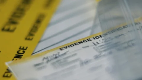Murder Evidence Documents Cinematic Shot Stock Footage 121158307