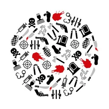 Murder icons in circle Illustrazione stock