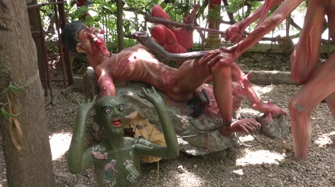 Murder Statue at Hell Temple 스톡 동영상 65963113