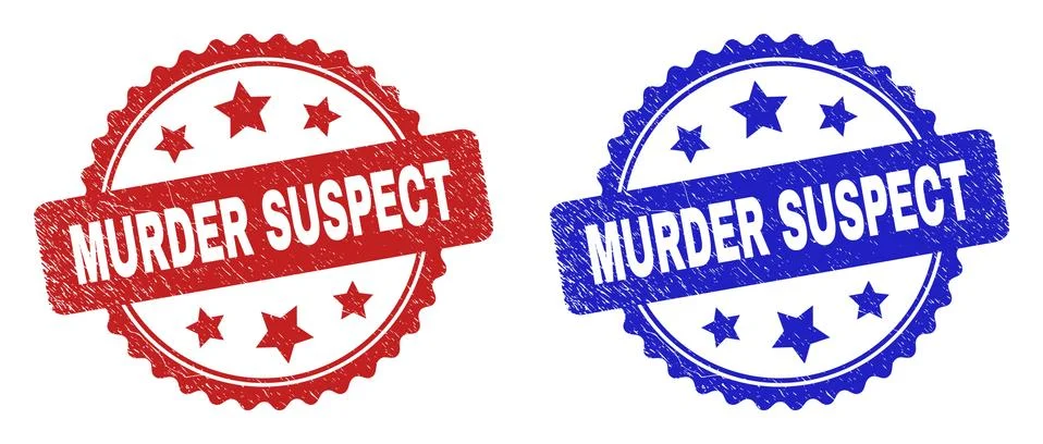 MURDER SUSPECT Rosette Seals Using Corroded Texture Stock Illustration