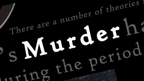 MURDER Word Highlighted Text Over Many Black News Media Articles Animation Видео 125878440