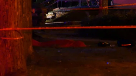 Murdered man in a park Stock Footage 116098467