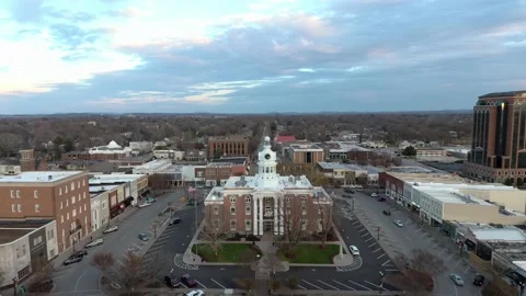 Murfreesboro Town Square Straight Flyover  in December 2020 sunset Joy Stock Footage 145157509