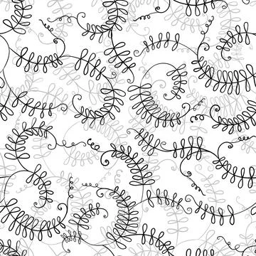 Murine peas. Vector floral pattern. Seamless curly texture. Stock Illustration