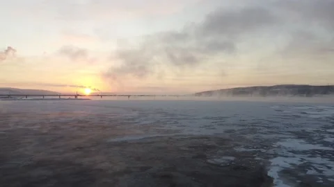 Murmansk landscape. River. Bridge. Stock Footage 159449834
