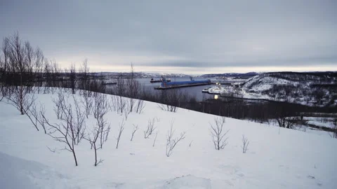 Murmansk, view of the bay Stock Footage 324924618