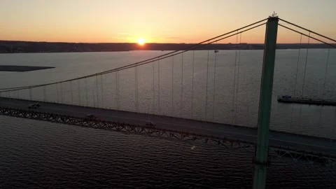 A. Murray MacKay Bridge Sunset Iconic Connection Between Halifax and Dartmouth Video stock 308814658