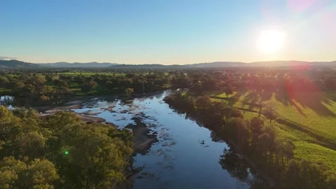 Murray River Aerial - Below Lake Hume Stock Footage 337776174