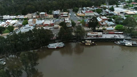 Murray River Drone shot Echuca Stock Footage 254177540