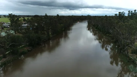 Murray River drone shot Swan Hill Stock Footage 254177729