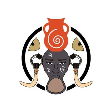 Mursi tribe sign with decorative elements inside circle vector illustration i Stock Illustration