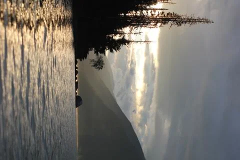 Murtle lake on Sunset Canada Stock Photos