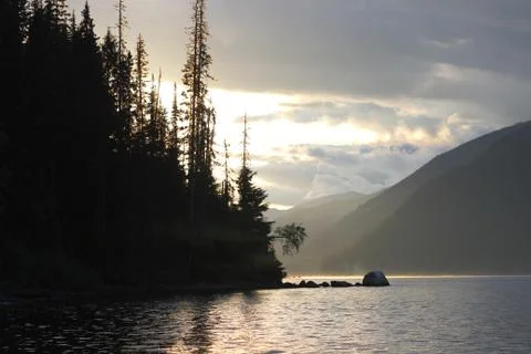 Murtle lake on Sunset Canada Stock Photos