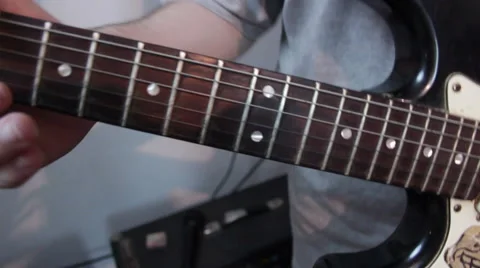 Musc band play guitars. Guitar Rock Band Music.Electric Guitar Playing. Drums Stock Footage 51451253