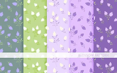 Muscari grape hyacinth seamless pattern flat set Illustrazione stock