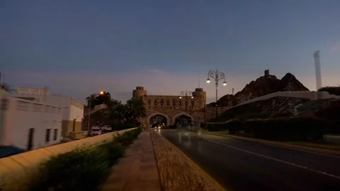 Muscat Gate, Muttrah - Date to Night Timelapse Stock Footage 264971004