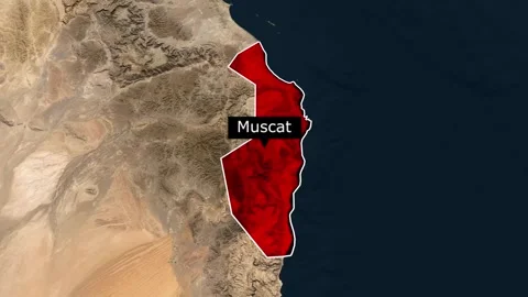 Muscat Oman Map Animation Highlighting City Location Vídeo Stock 343125046