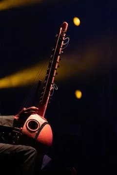 Muscian playing a string insturment called the Kora. Stock Photos