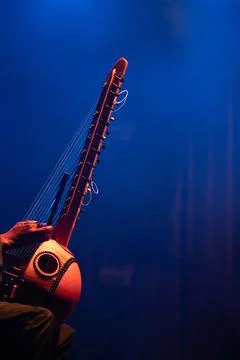 Muscian playing a string insturment called the Kora. Stock Photos